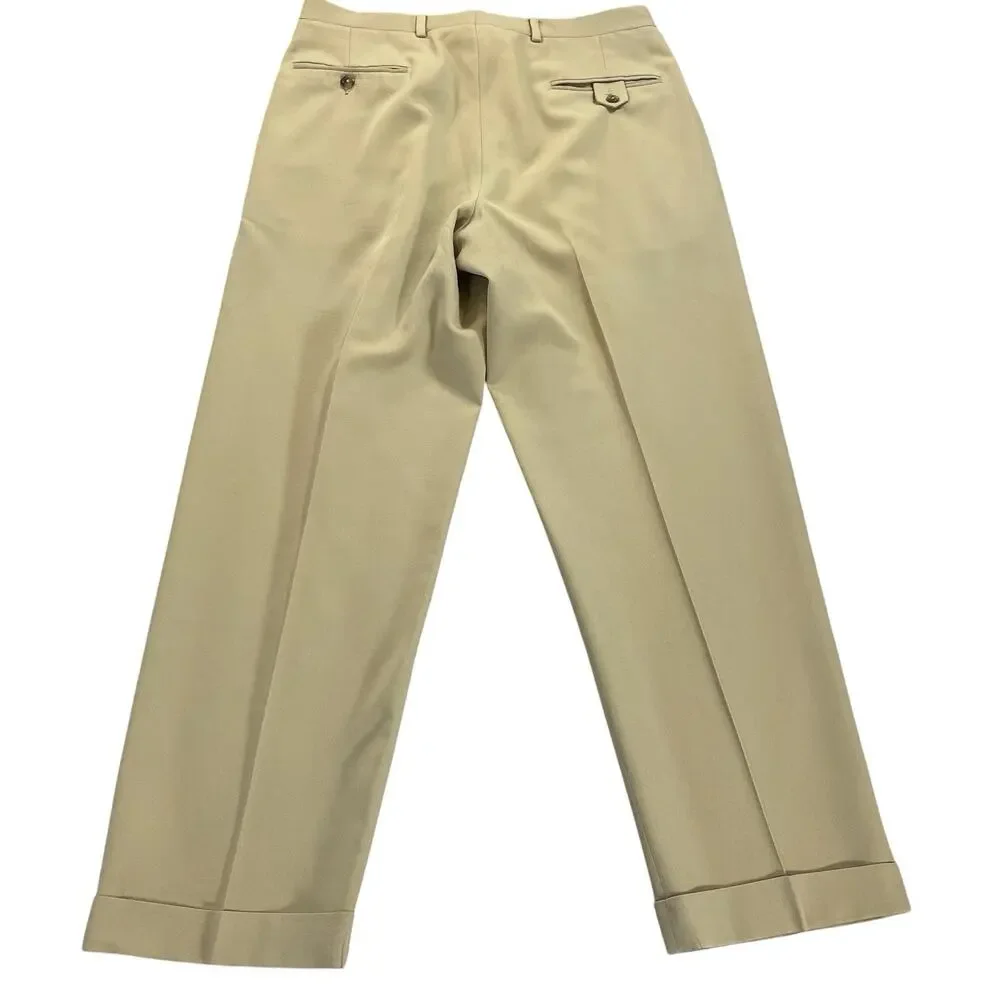 Vintage Tommy Hilfiger Wool Dress Pants Men's 33x29 Beige Double Pleated 1990s
